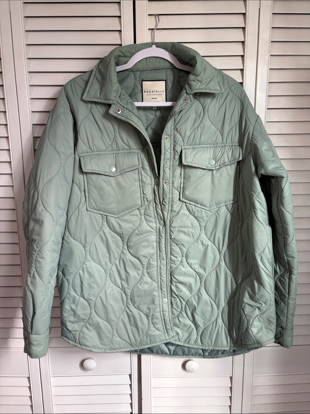 Bagatelle Medium Mint Green Quilted Jacket Snap Closure Women’s Shacket